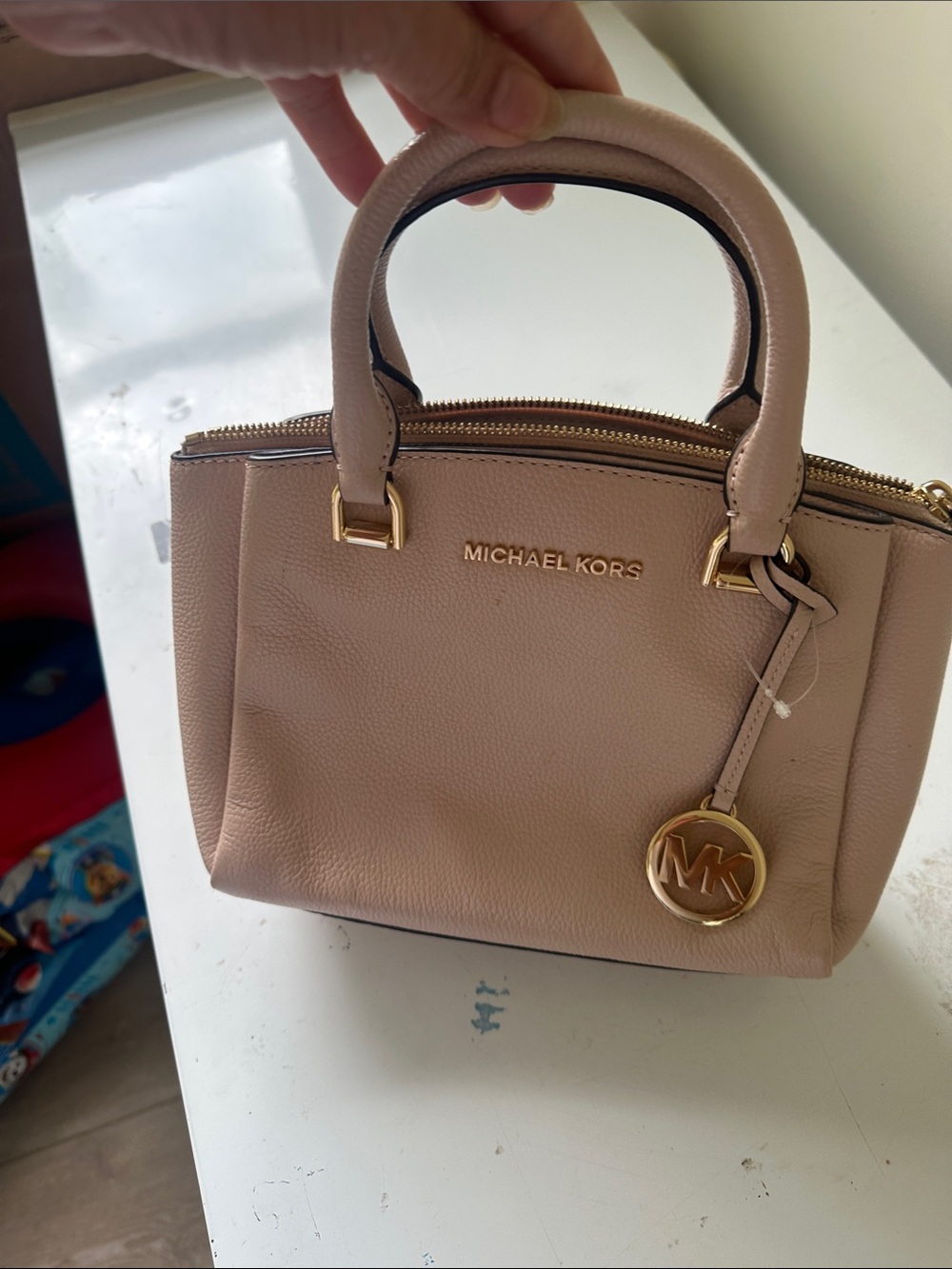 Michael Kors Blush Pink Leather Mini Satchel with Gold Tone Hardware